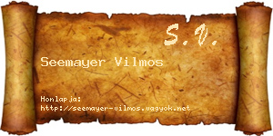 Seemayer Vilmos névjegykártya